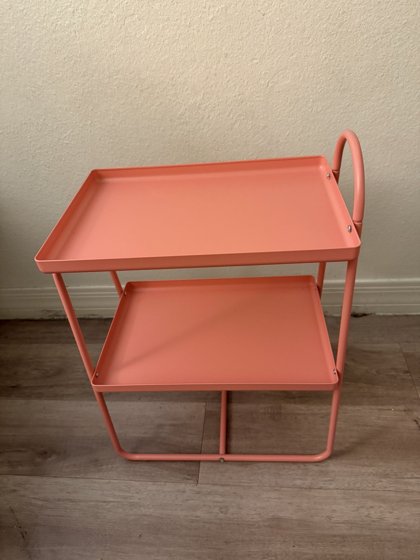 Modern Coral 2-Tier Metal Side Table / Utility Shelf