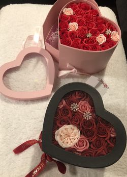 Large Doubled Layered Rose Heart Box