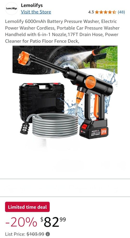 NEW BATTERY CORDLESS PRESSURE WASHER