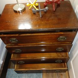 COMBO UNIT 4 DRAWER With Built In Secretary All Oak Mid Century