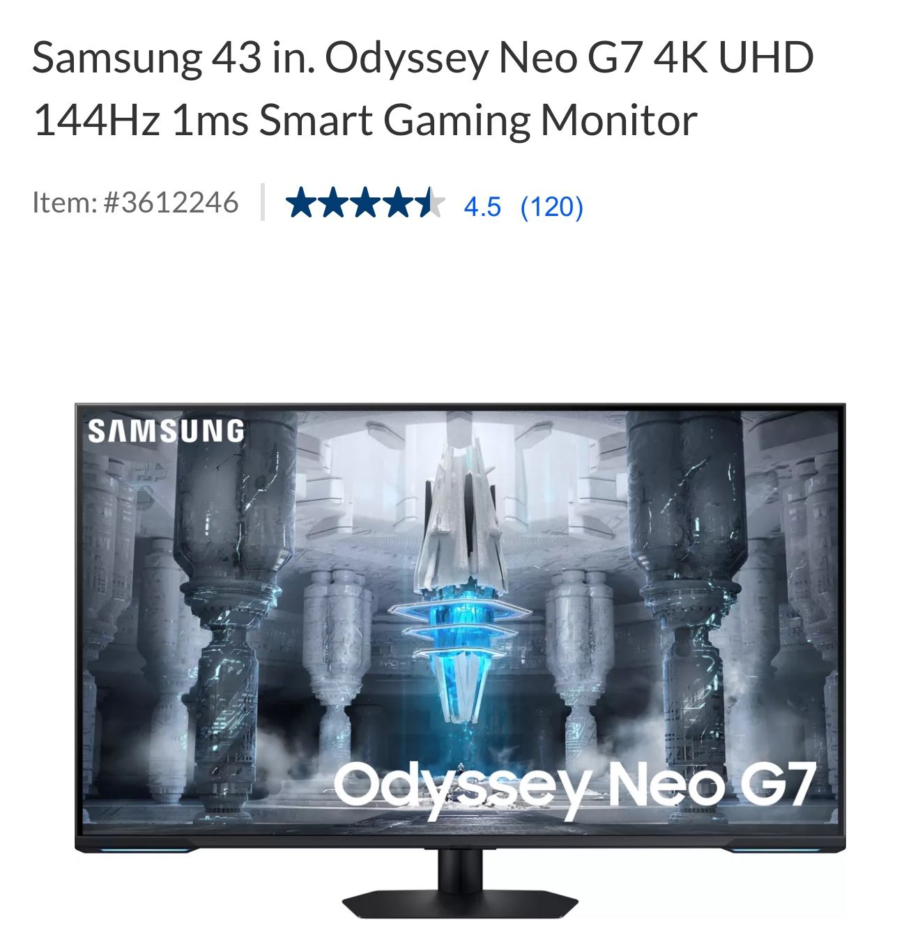 Samsung 43 in. Odyssey Neo G7 4K UHD 144Hz 1ms Smart Gaming Monitor