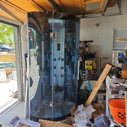 Free standing shower.