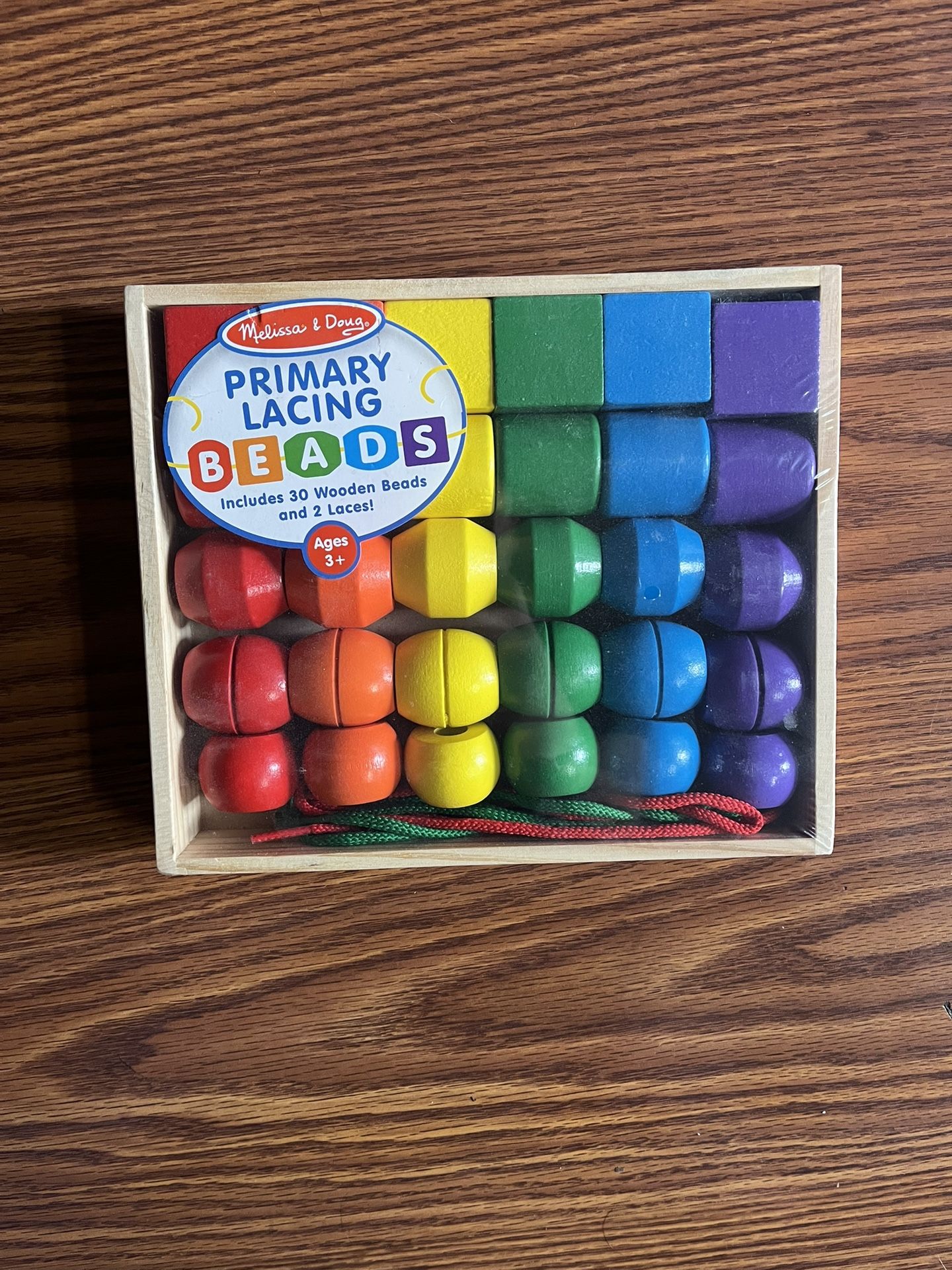 Melissa and Doug Primary Colors Wooden Beads New