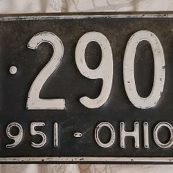 GREEN & WHITE 1951 OHIO LICENSE PLATE