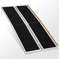 6FT Non-Skid Wheelchair Ramp Portable Aluminum Foldable Mobility Scooter Ramp