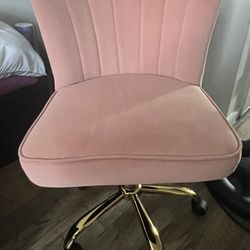 Pink Velvet Rolling Chair