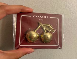 Coach Cherry Pin Gold Tone Double Cherry Brooch New Coach Lover Accessory