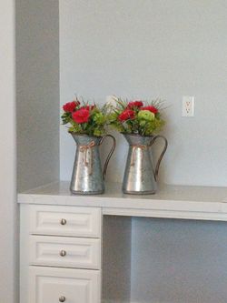 Flowers in metal pot