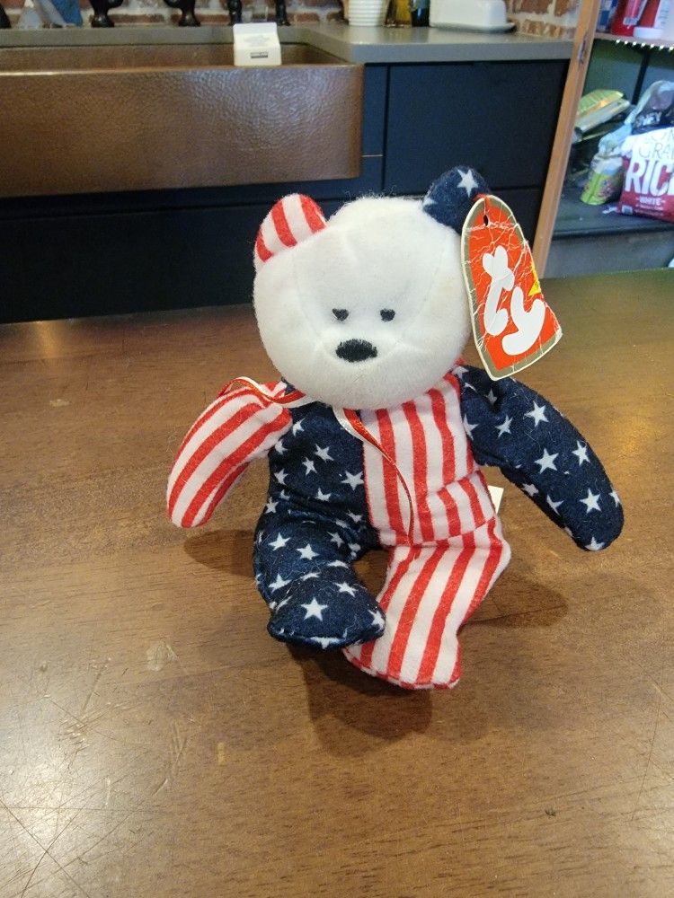 Rare Spangle The Bear Beanie Baby Fourth 4th of July