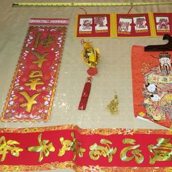 Lot of 5 Asian Oriental Paper Art