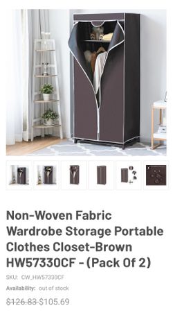 Non-Woven Fabric Wardrobe Storage Portable Clothes Closet-Brown