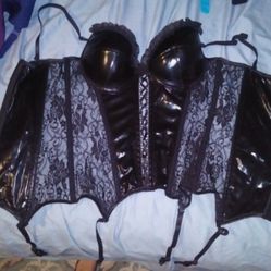 Vegan Leather Lace Corset 