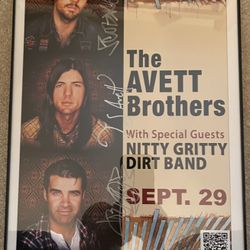  AVETT BROTHERS TOUR CONCERT AUTOGRAPHED TOUR POSTER   MINT CONDITION 