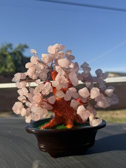 Rose Quartz Crystal Tree – Handmade Bonsai Decor / Healing Stone Tree 🌿✨