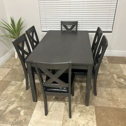 Dining Room Table, Grey With 6 Chairs 