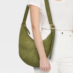 Green Over The Shoulder Cross Body Slouch Satchel Bag