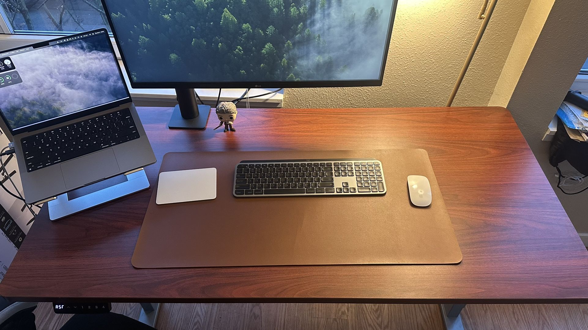 Electric Standing Desk 55"x28” Mahogany Top (Like New)