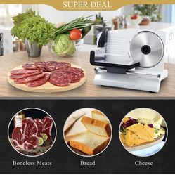 Zenstyle Commercial Meat Slicer 150W Deli Cheese Food Bread Kitchen 7.5' Blade for Home in Silver