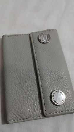 Super Cute Small Credit Card Grey leather Wallet By Marc Jacobs Authentic 3x4x1 closed open 7 1/2x4x1