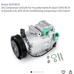 A/C Compressor w/Cluth For H-yundai Santa Fe Sport 2013-18 / K-ia Sorento 2.4L 2011-15 Air Conditioning Compressor with Clutch