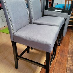 4 Dining Chairs Gray 24 inch Counter Height Bar Stool