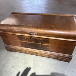 Vintage 1930’s Art Deco Cedar Wood Chest + Waterfall Edge