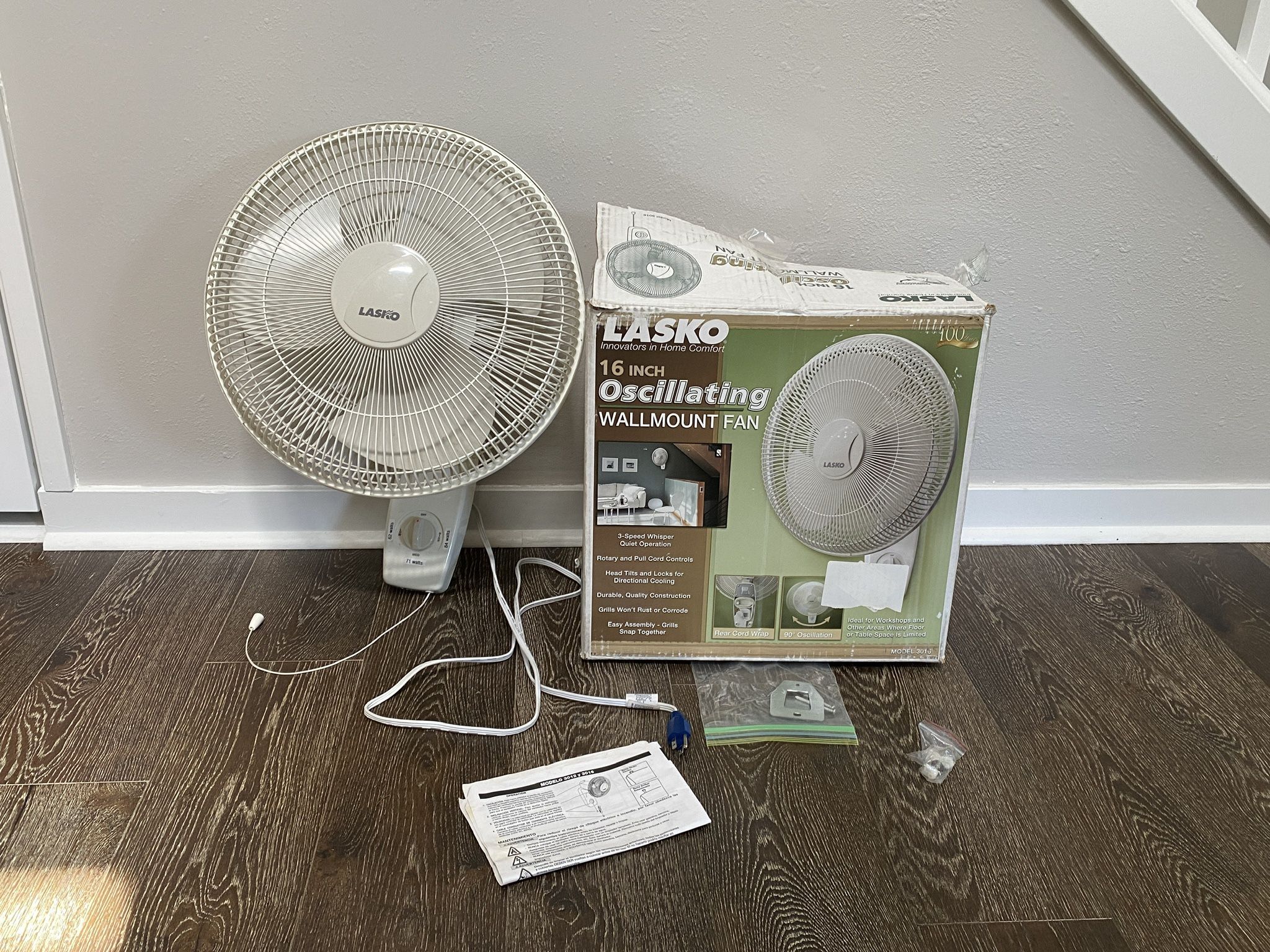 Lasko 16” Oscillating Wall Mount Fan