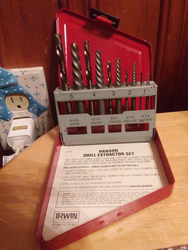 Hanson #11119 10 Piece L.H. Cobalt Drill Extractor Set