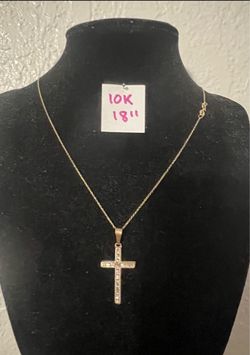 10K Solid Gold Chain and Pendant For Wedding 18 Inches