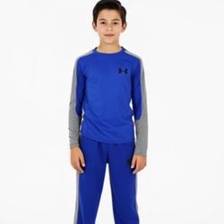 NEW UNDER ARMOUR BOYS YMD/JM/M FITTED SHIRT LONG SLEEVE Blue/Gray