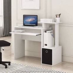 Home Office Computer Writing Desk, White/Black (NEW)