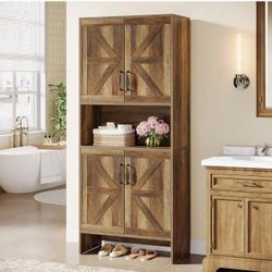 New assembled Farmhouse Shoe Cabinet, 67.52" Tall Shoe Storage Cabinet with Doors and Adjustable Shelves, 7-Tier Freestanding Shoe Storage Organizer f