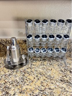 Spice rack and cocktail shaker