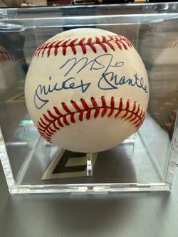 Mickey Mantle Mike Trout signed baseball.