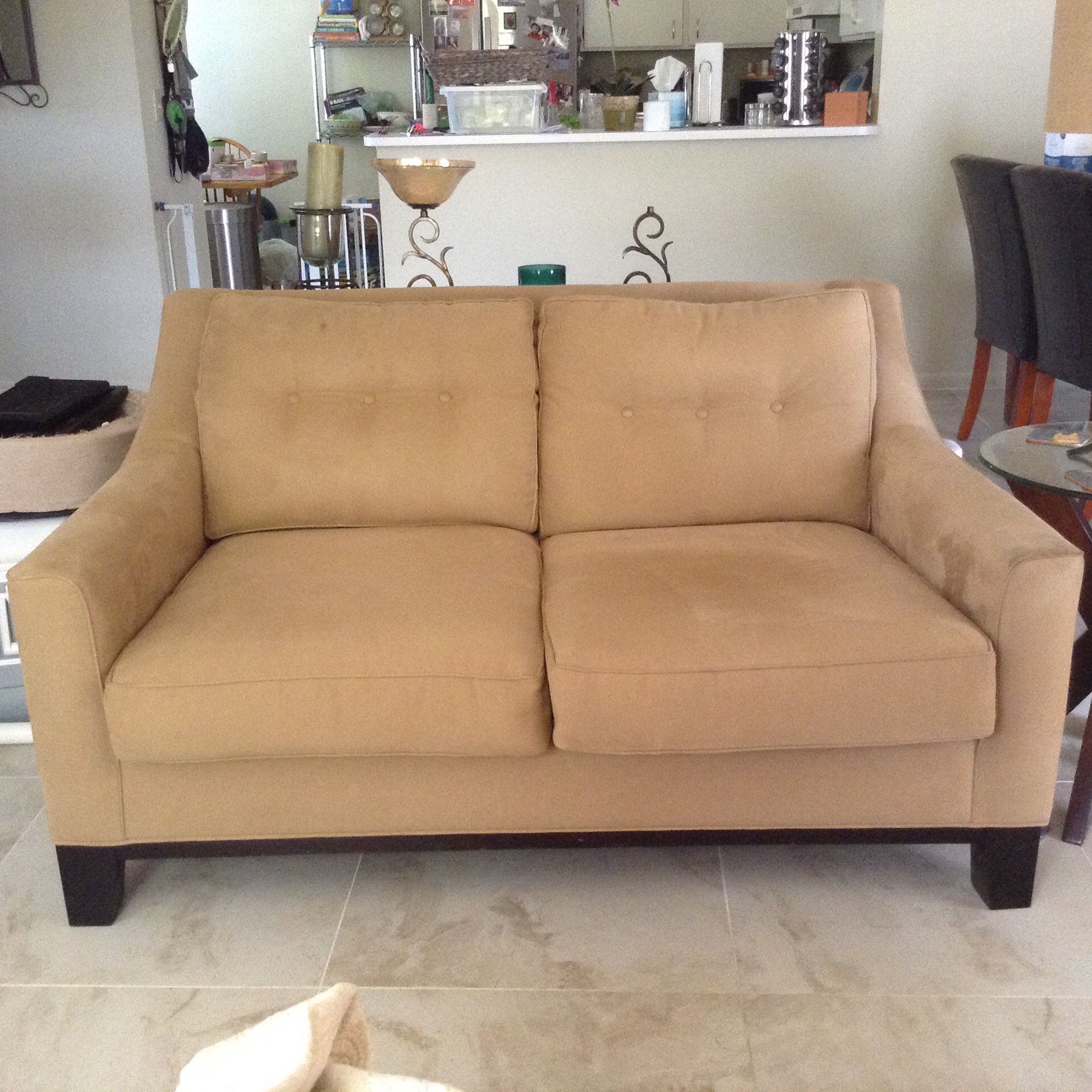 Like NEW Microfiber Plush Loveseat in Excellent condition! Kept covered since purchase date. Matching swivel chair also for sale!