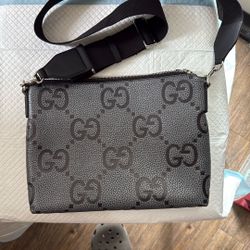 Gucci Black and Gray Messenger Bag with Iconic Monogram