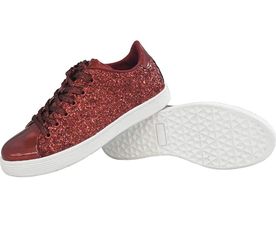 LUCKY STEP Glitter Sneakers Lace up | Fashion Sneakers | Sparkly Shoes for Women