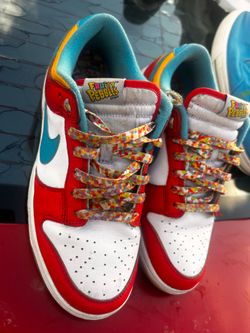 Nike Fruity Pebbles Skateboarding Shoes Red with Multicolor Laces