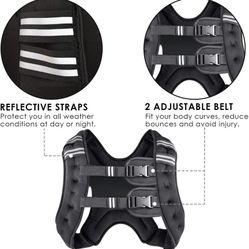 Weighted Vest 16 Lbs with Reflective Stripe and Double Adjustable