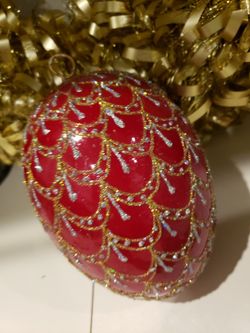 HUGE 7"Red & GOLD Christmas Ornament