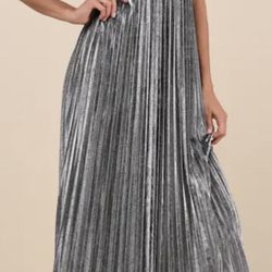 New Silver Formal Dress Gown  XS