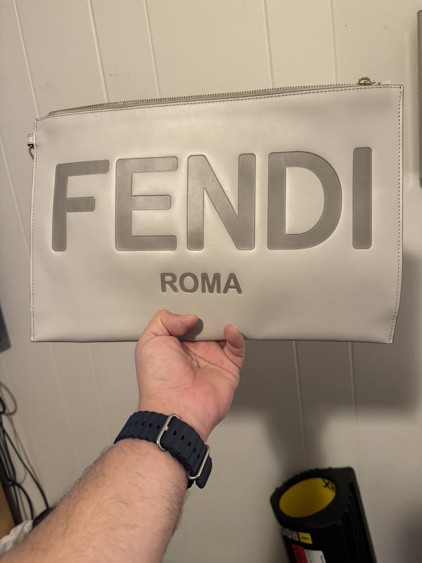 Fendi Roma Flat Pouch Large  Beige Color Brand new was received as a gift, never used, have original receipt worth $1200