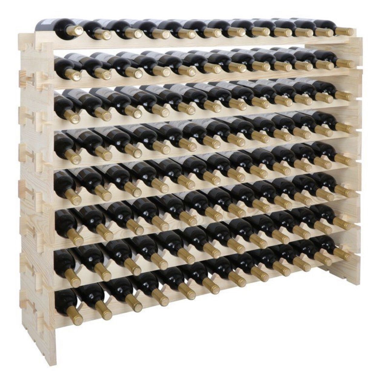 Stackable Modular Wine Rack 96 Bottle Wine Storage Stand Wooden Wine Holder Display Shelves