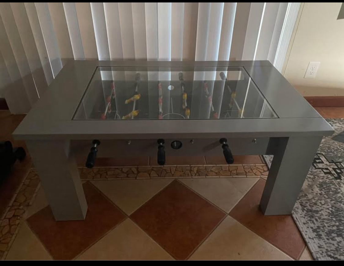 Grey Short Foosball Table.