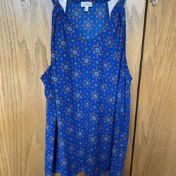 Blue Tank Top; V-Neck; Halter Top Style 