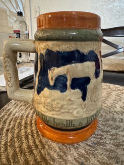 Vintage Rustic animal design ceramic beer stein Made in Japan