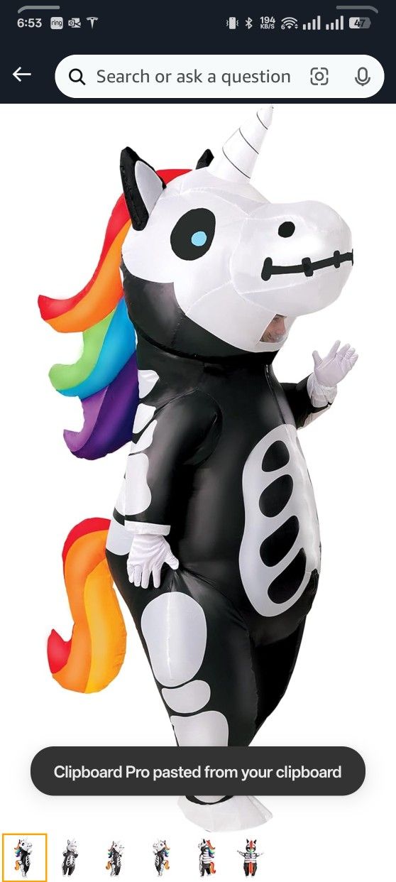Spooktacular Creations Inflatable Costume Adult, Full Body Riding a Unicorn Blow Up Costume for Halloween Inflatables Party