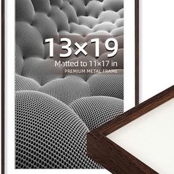 PACK OF 5**** OUZUGIE 13x19 Picture Frame – Walnut Aluminum Frame with Mat (11x17 Display)