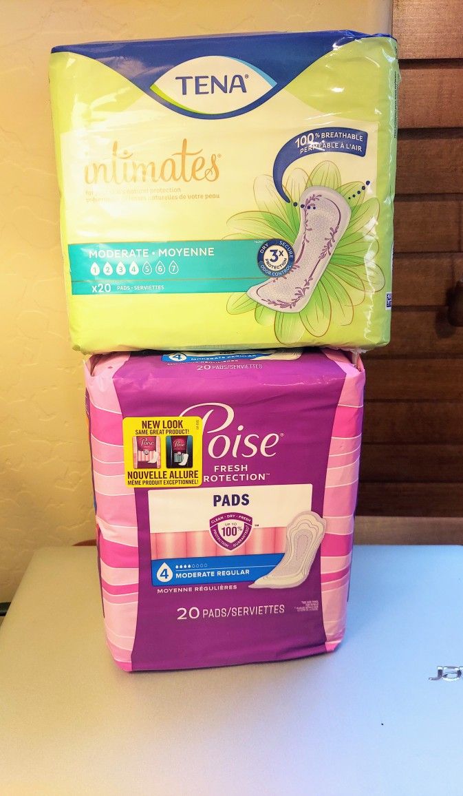 Poise Or Tena Pads Level 4 - 2 For $8 Or $5 Each 