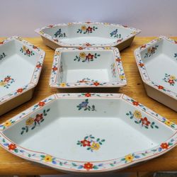 Set of 5 Small Porcelain Plates, for food, fruits & Candies